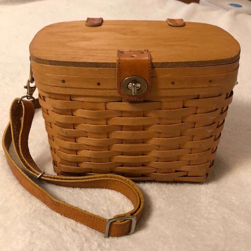 Vintage handmade Longaberger basket crossbody purse with all original inserts